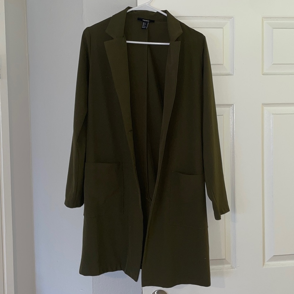 Long Forever 21 green coat women’s size S